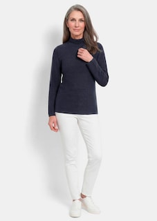 Fijn gebreide tricot pullover met opstaande kraag thumbnail 1