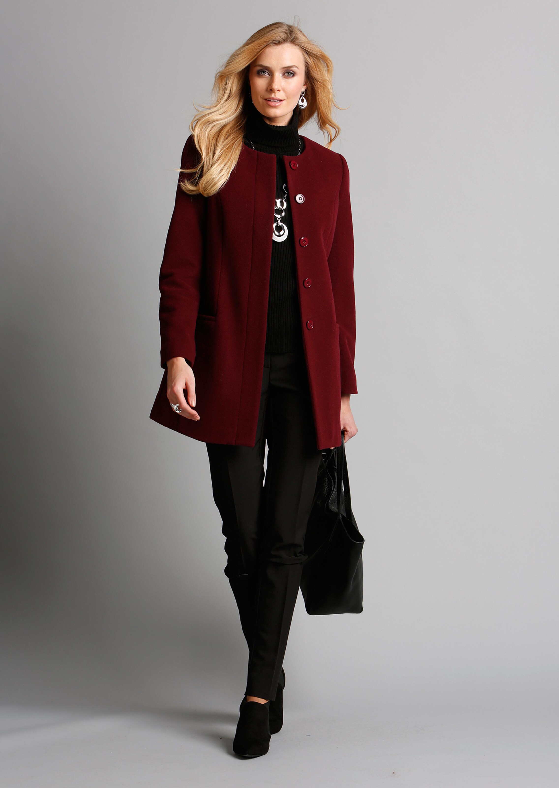 Veste en laine avec encolure arrondie - bordeaux - Gr. 44 de Goldner Fashion