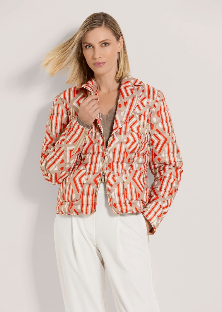 Kurze Steppjacke mit Unikat-Print