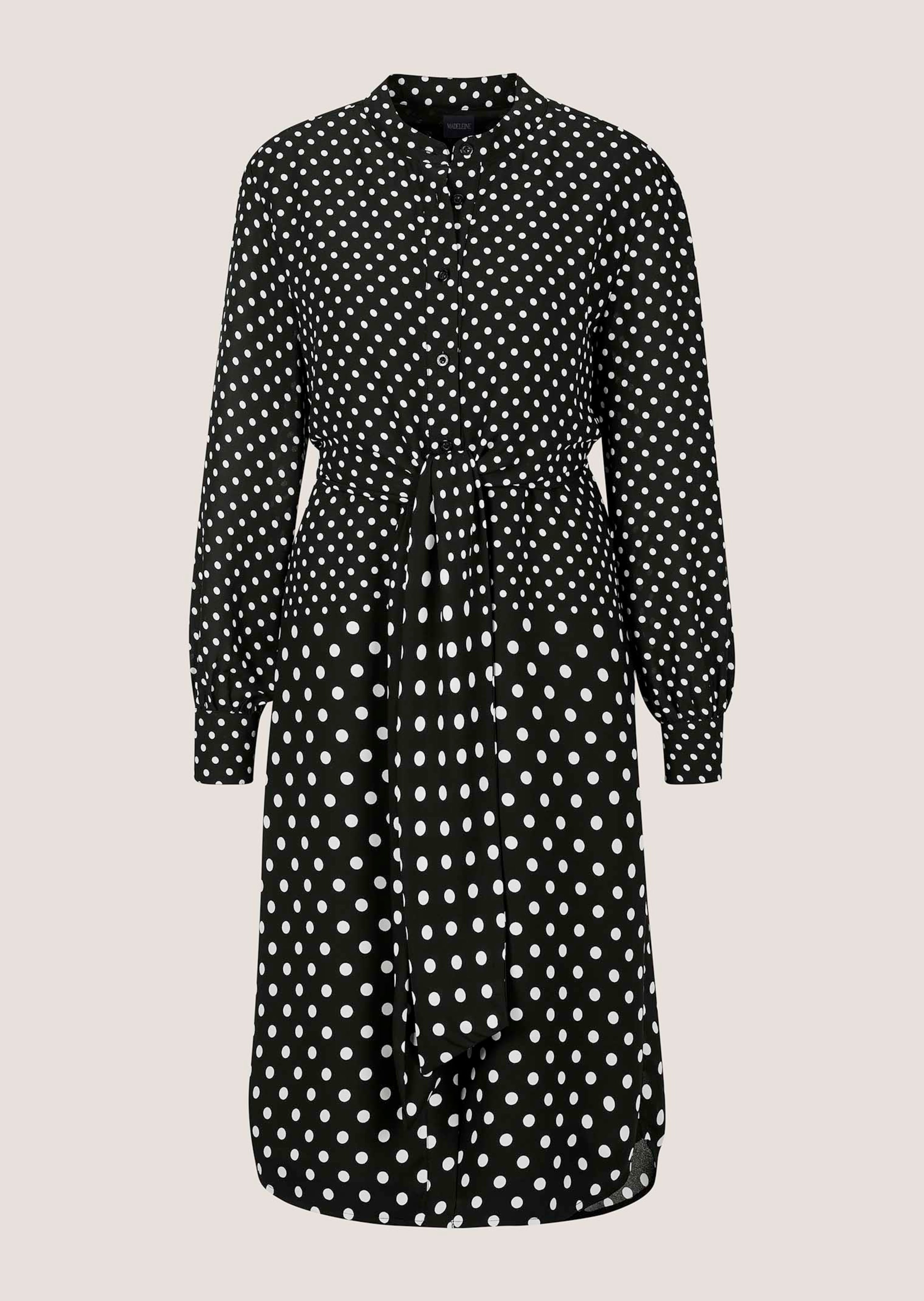 Polka dot dress with tie belt in black / natural white | MADELEINE Fashion