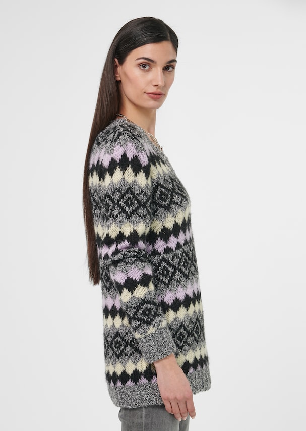 Jacquard-Pullover im Muster-Mix 3
