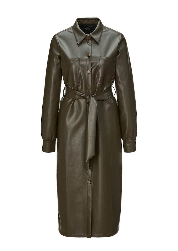 Shirt dress made from high-quality faux leather