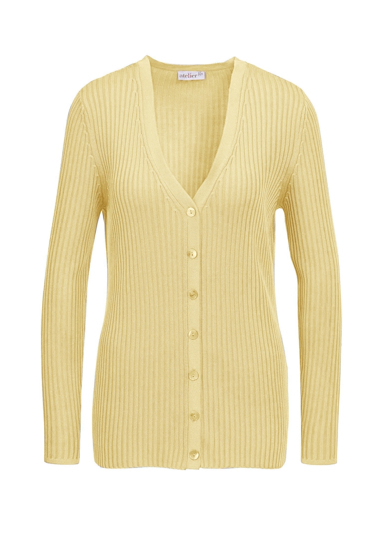 Pflegeleichte Strickjacke in hochwertiger Rippenstruktur