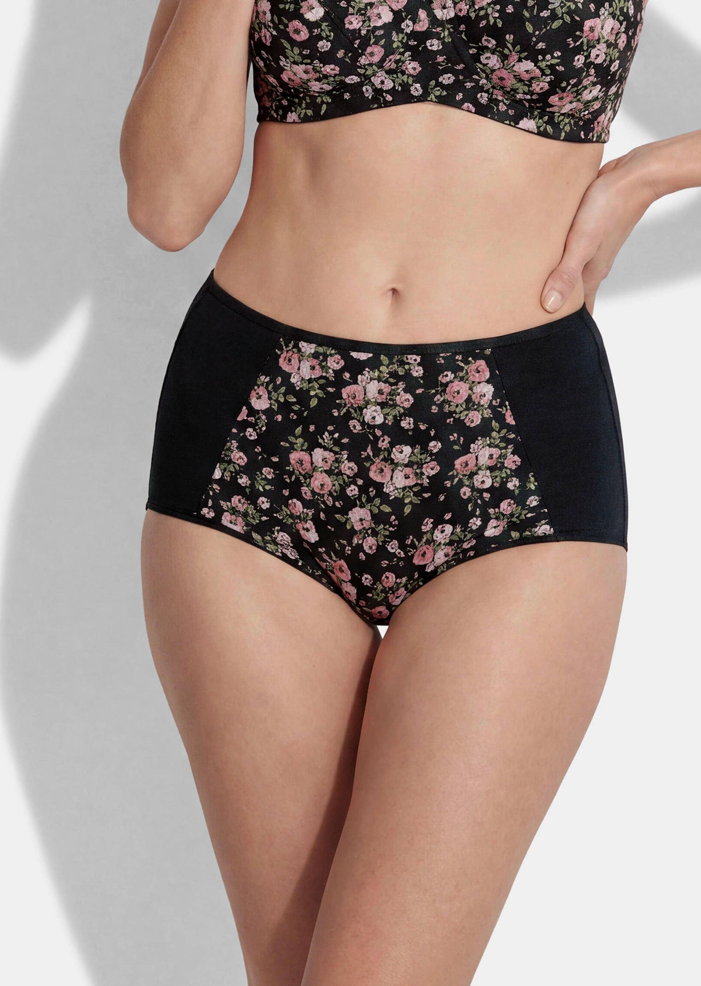 Taillenslip mit floralem Mesh-Einsatz