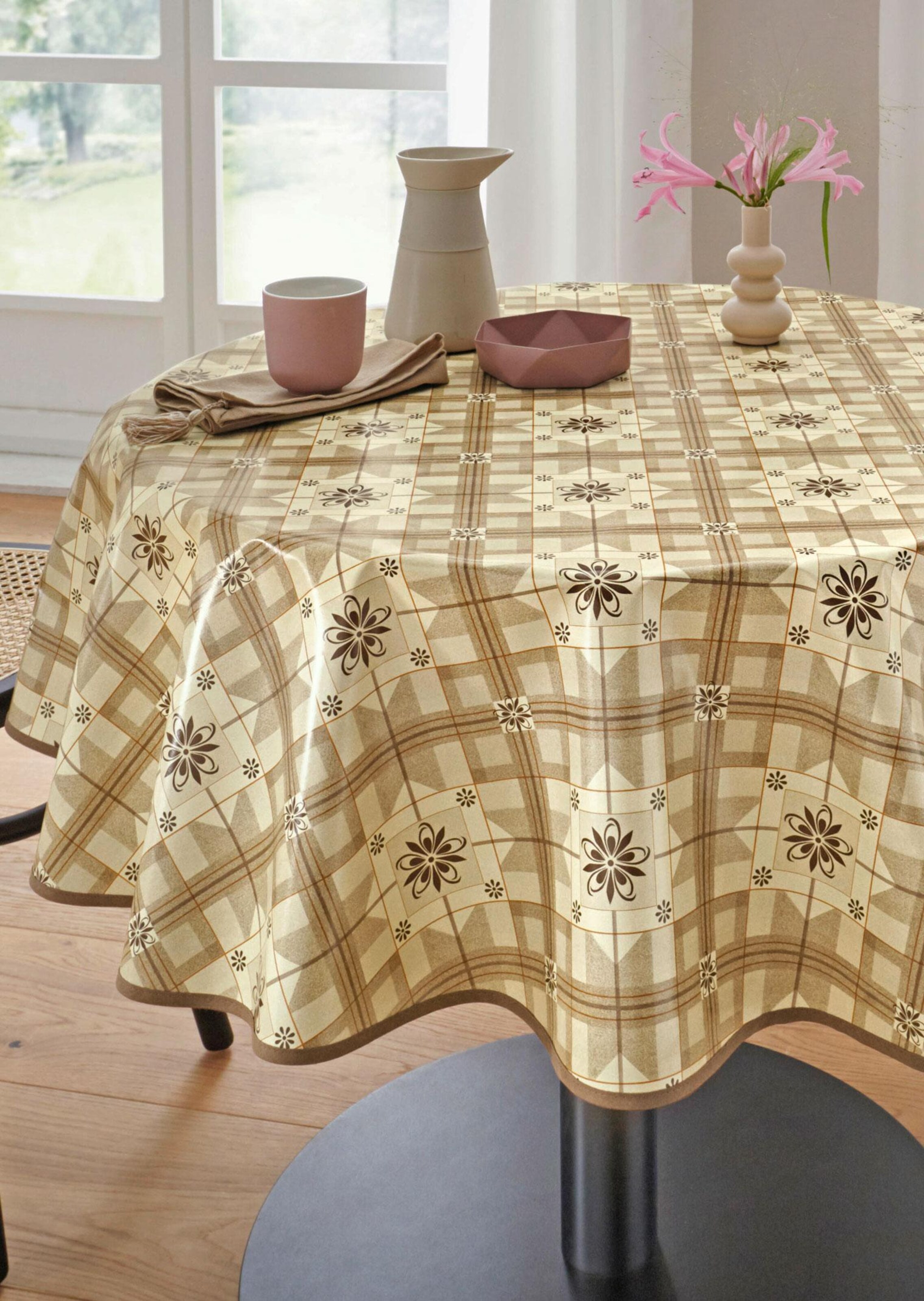 Nappe en toile cirée - taupe / brun - Gr. Ø 140 cm de Goldner Fashion