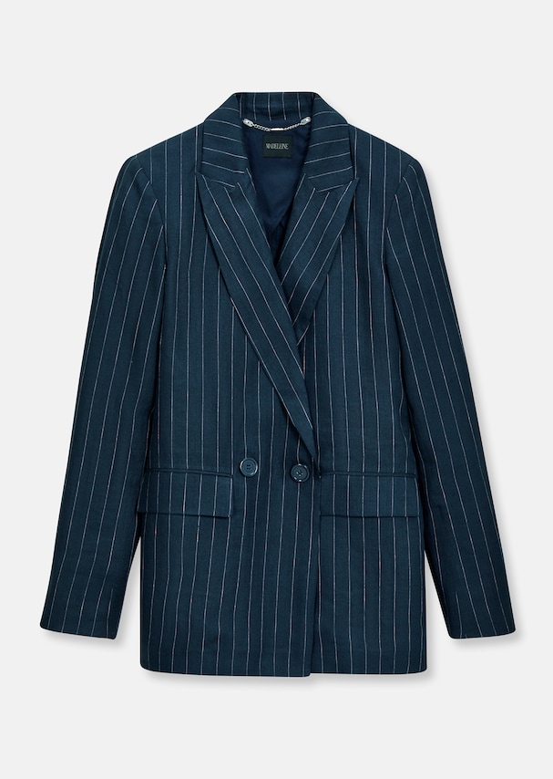 Linen blazer with elegant pinstripes 5