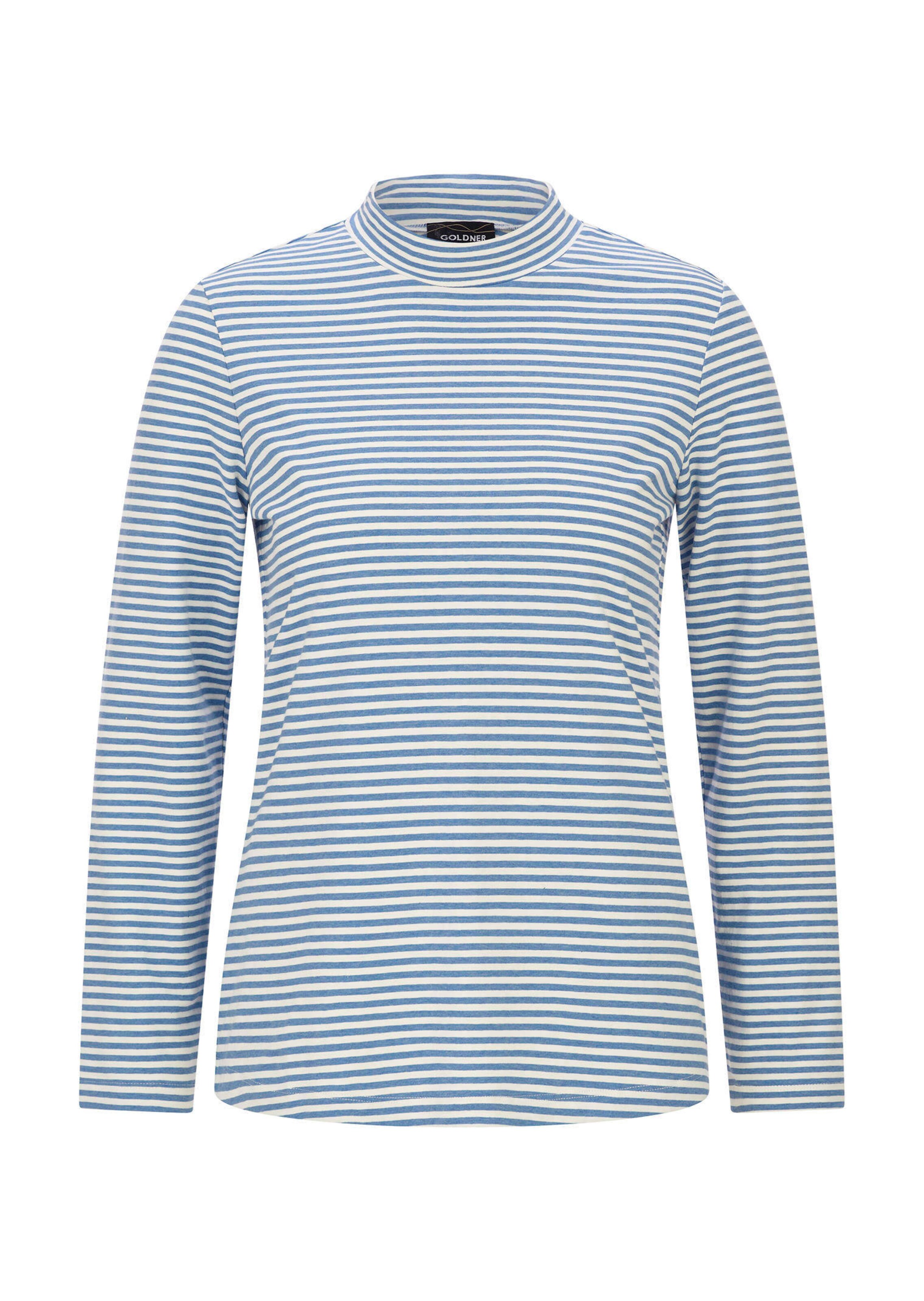 Langarmshirt mit Ringel und Stehkragen
