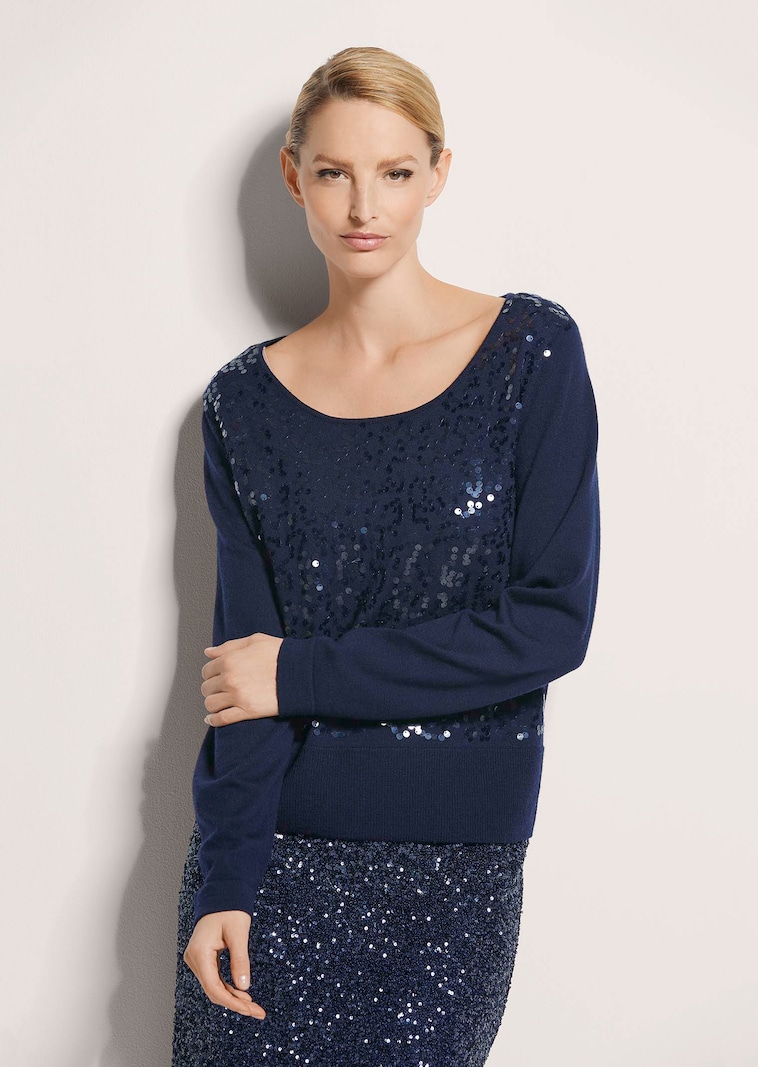 Rundhals-Pullover mit Glanz-Effekt