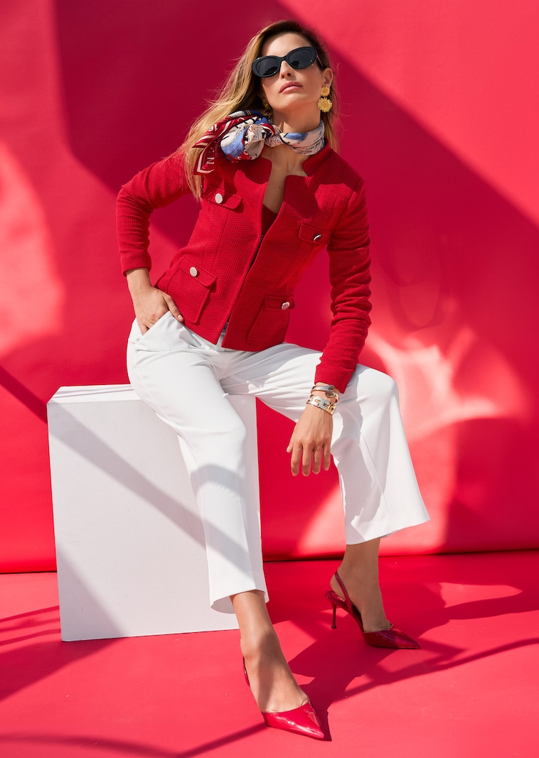 Kurzer Jersey-Blazer mit Stehkragen