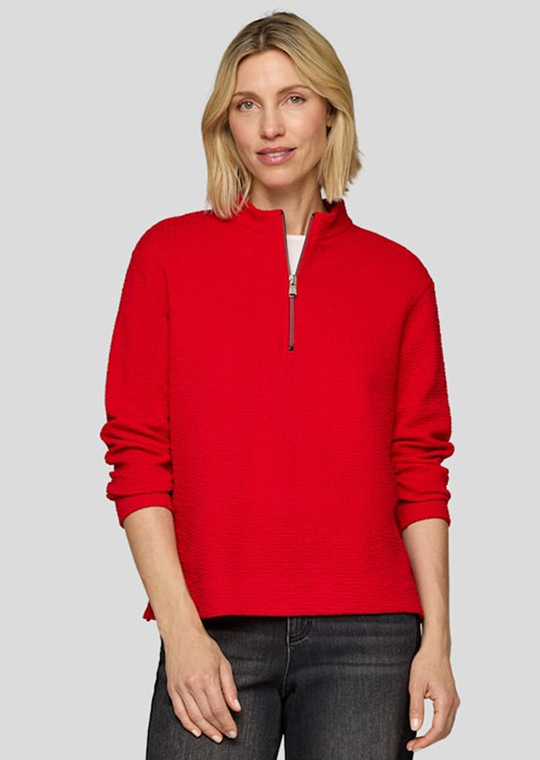 Strukturiertes Shirt mit Troyer-Kragen