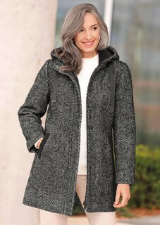 Kurzmantel im Fischgrätmuster mit Kapuze thumbnail 7