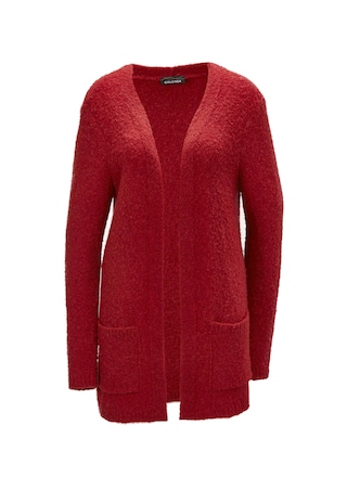 rood Casual tricot jasje van aangenaam bouclégaren