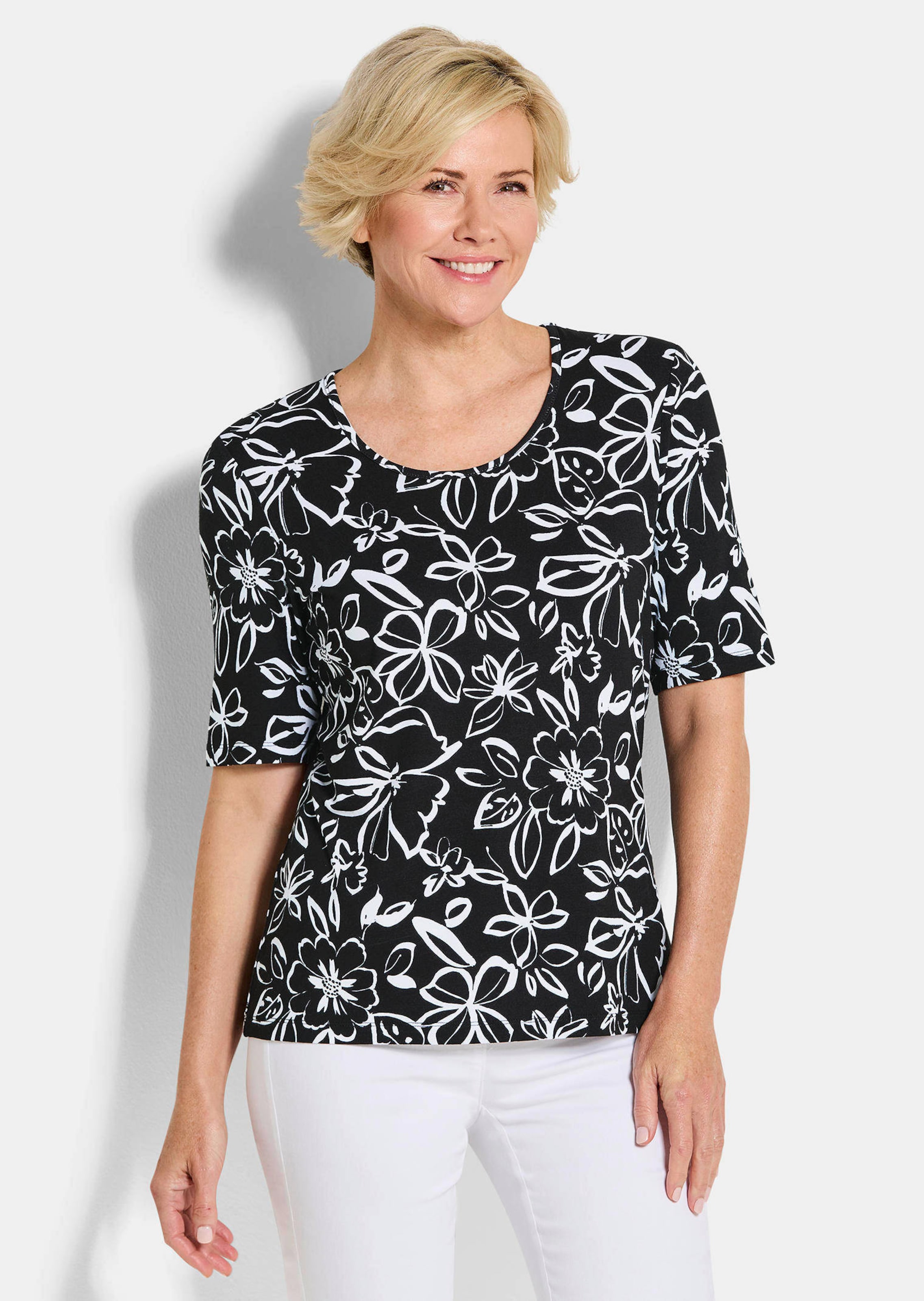 Jersey-Shirt mit Blumenmuster