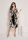 Midi dress with floral print and tie belt thumbnail 4