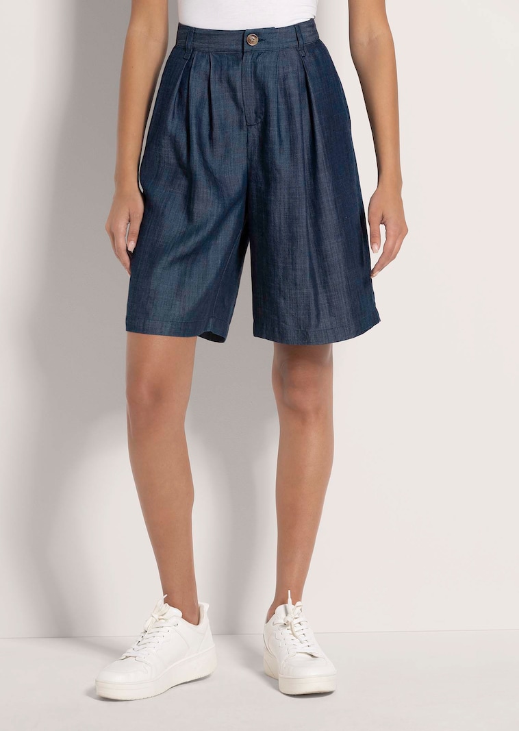 Denim-Shorts mit Bundfalten