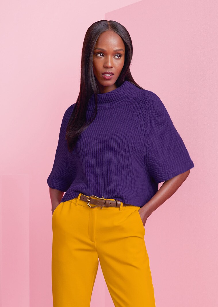 Pull fin oversize fuchsia femme grande taille- Caprices de madeleine Pull fin oversize fuchsia femme grande taille- Caprices de madeleine