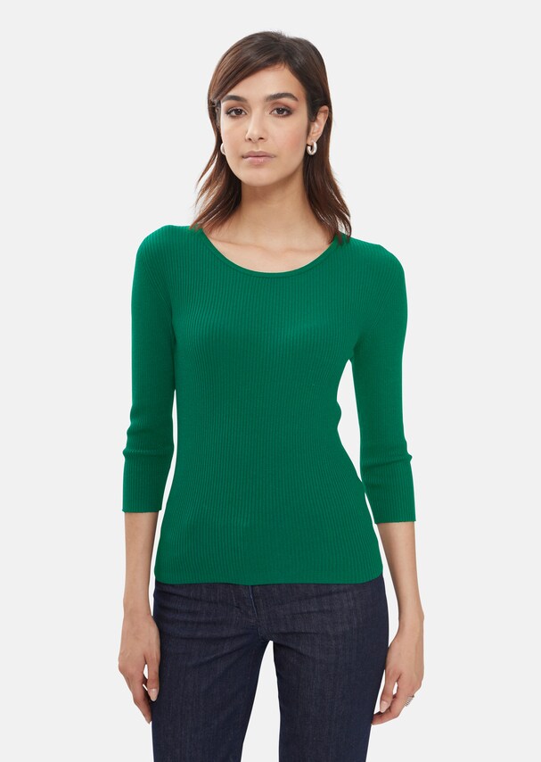 Ribbed jumper with 3/4 sleeves