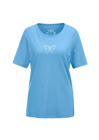 blau T-Shirt mit Glitzersteinchen-Applikation