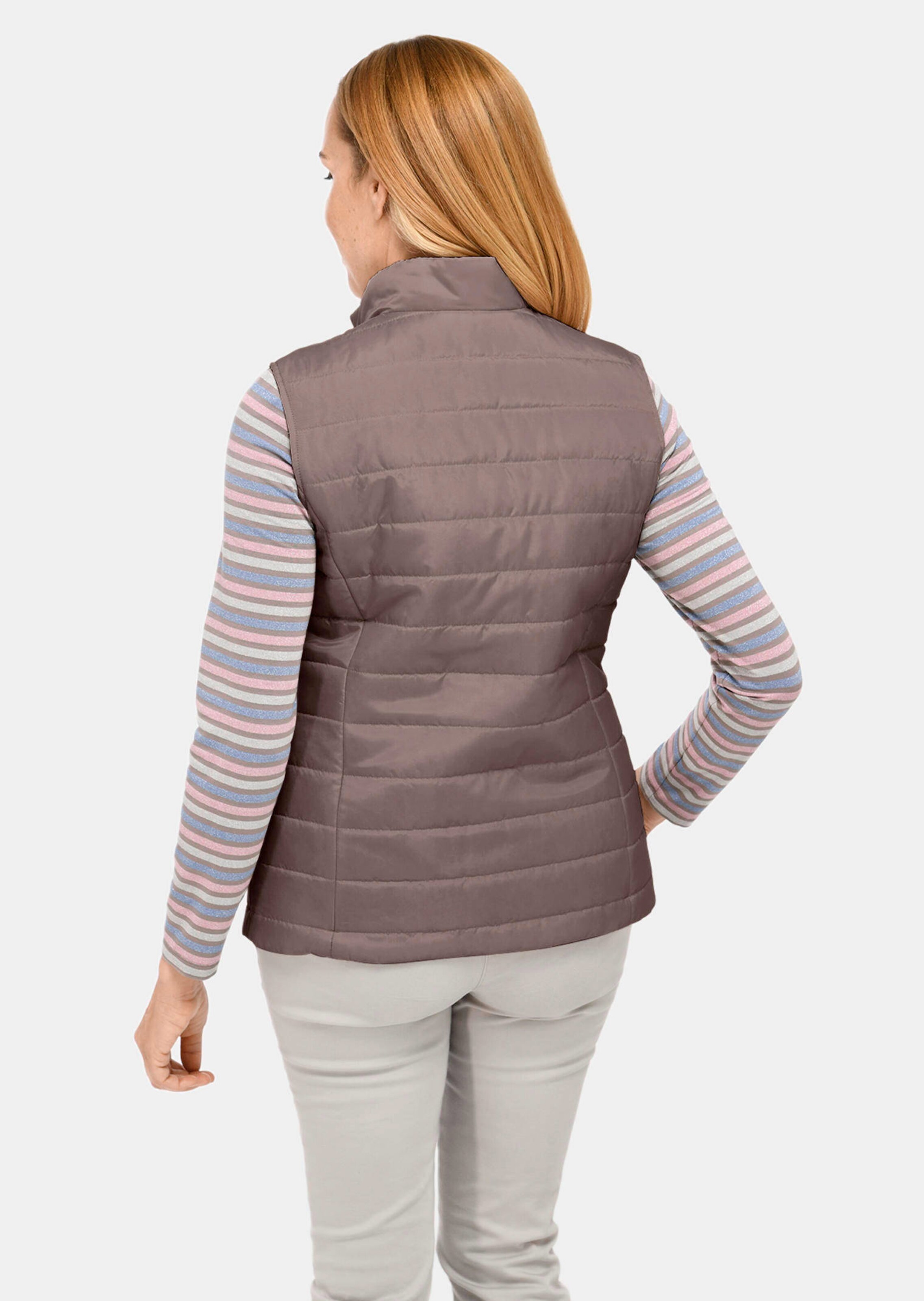 Veste matelassée légère avec col droit - taupe - Gr. 54 de Goldner Fashion
