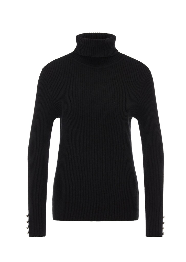 Eleganter Rollkragenpullover mit optischen Knöpfen