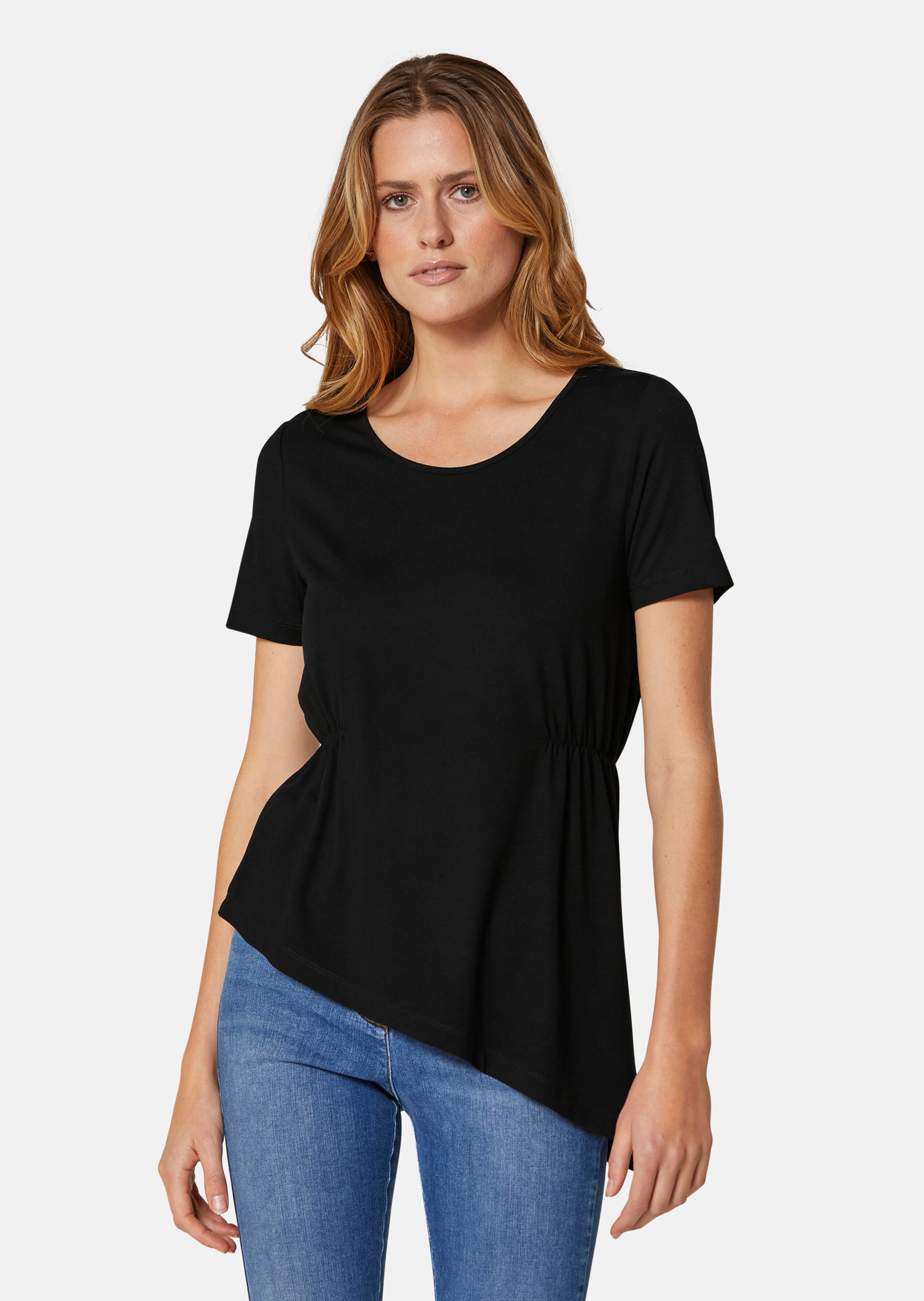 Jerseyshirt mit asymmetrischem Saum