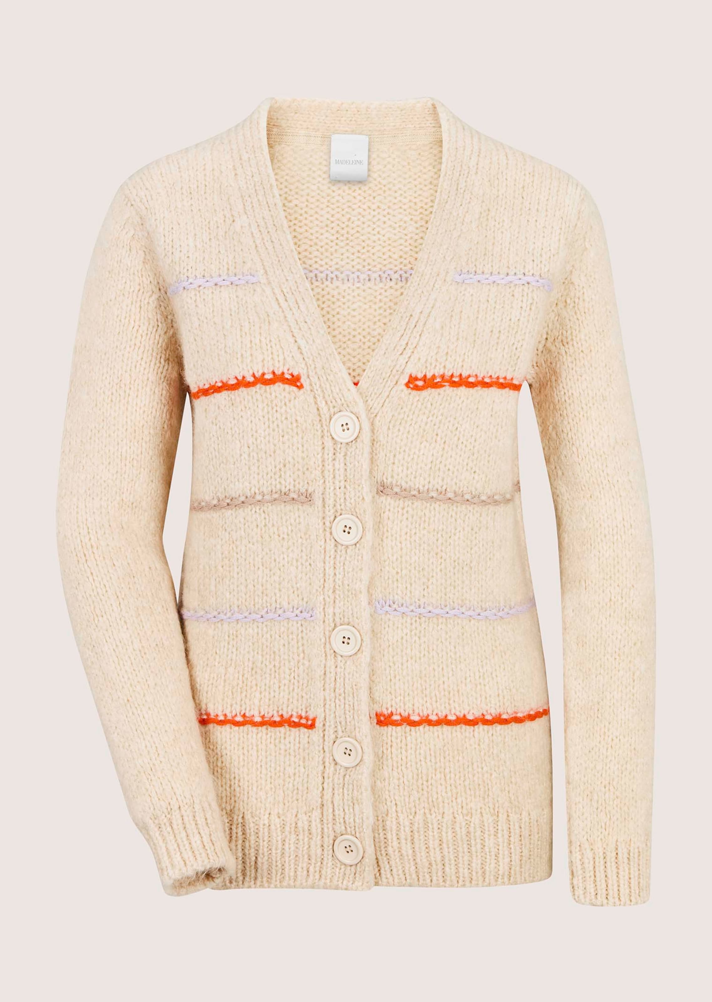 Grobstrick-Cardigan mit farbenfrohen Streifen