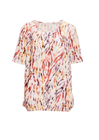 meerkleurig / gestr. Kleurrijk gedessineerde blouse met mooie details