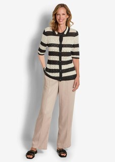 Veste en tricot à rayures avec motif ajouré thumbnail 2