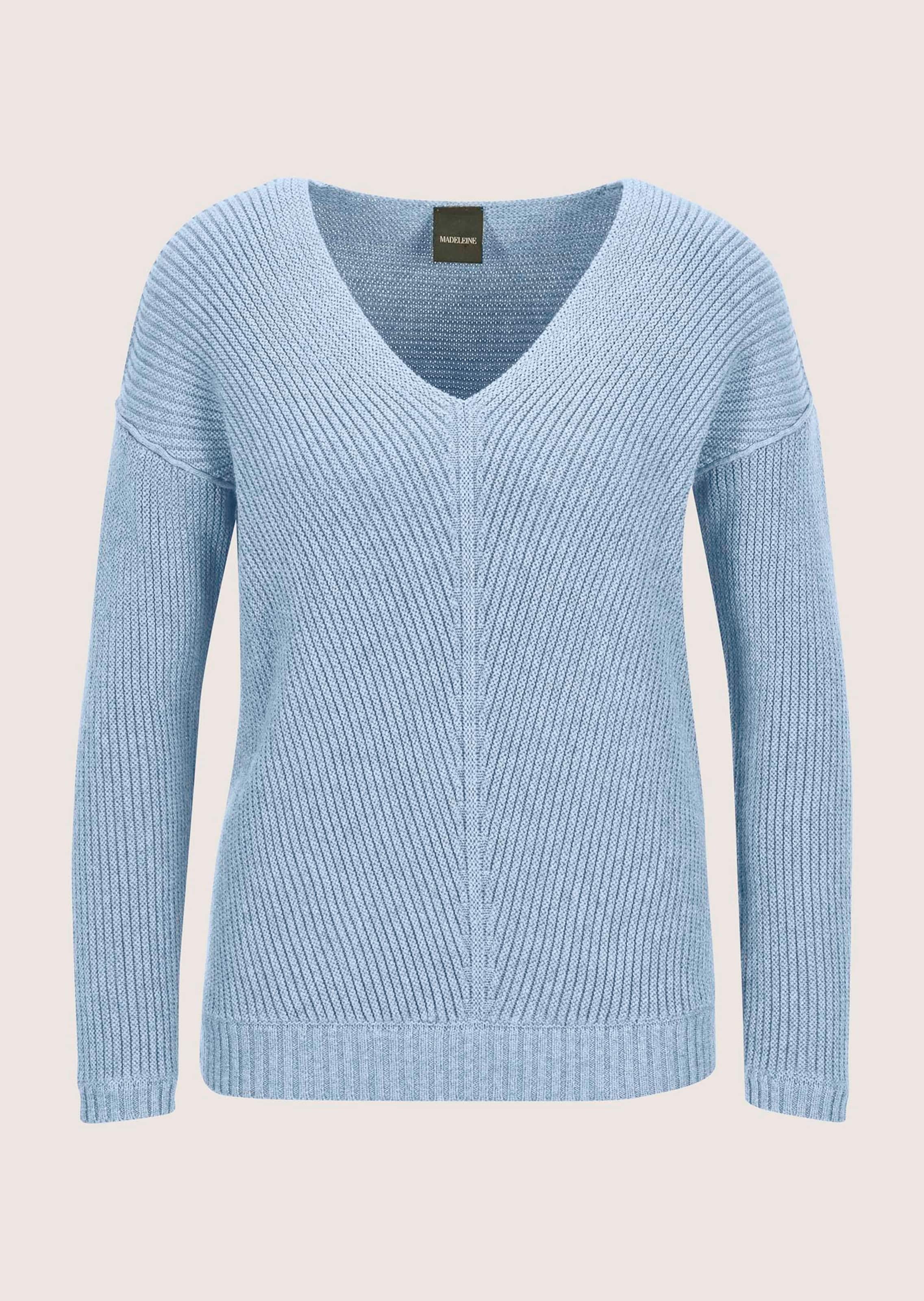 Trui met lange mouwen en V-hals in lichtblauw MADELEINE Mode