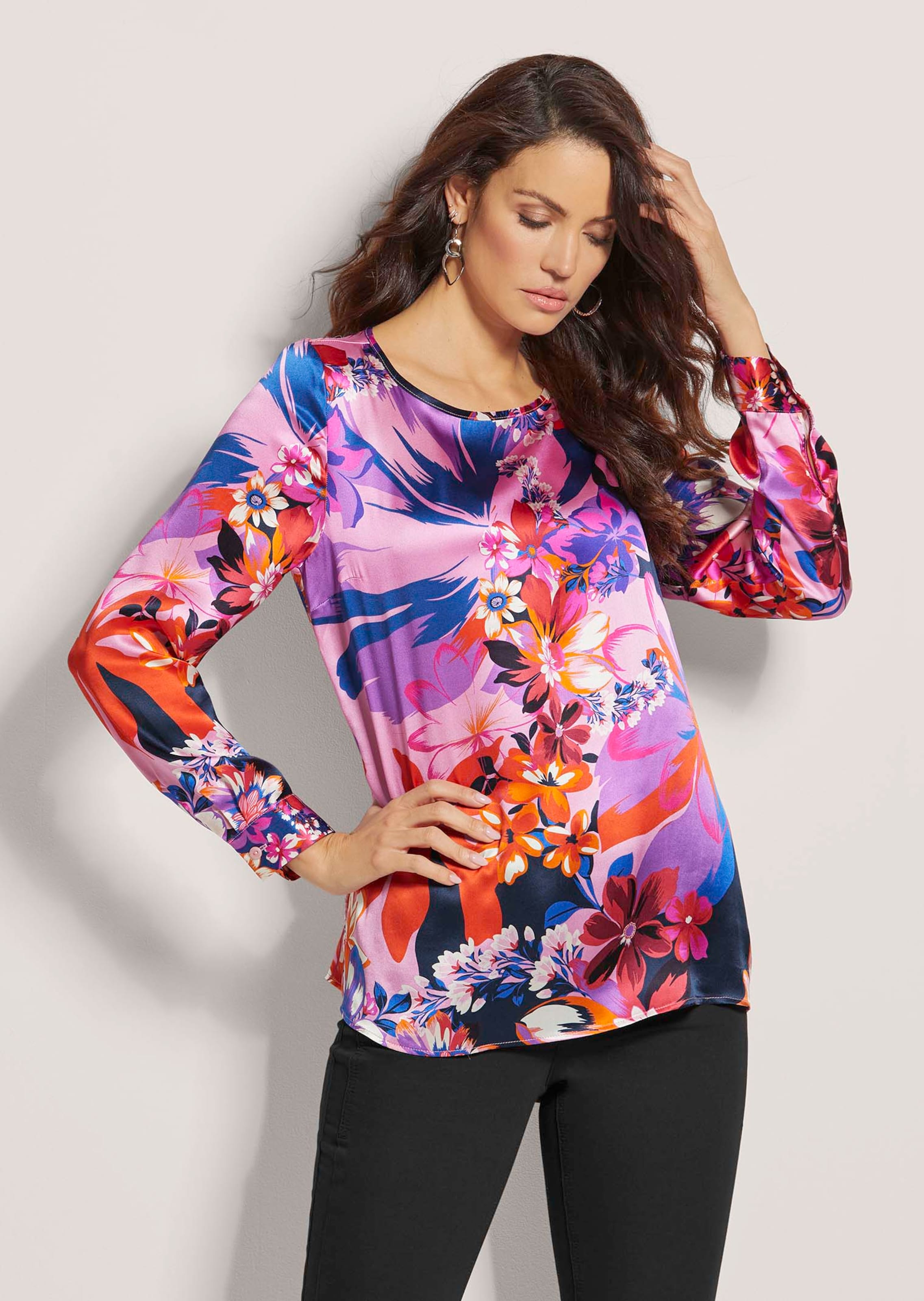 Seidenbluse mit Floral-Druck