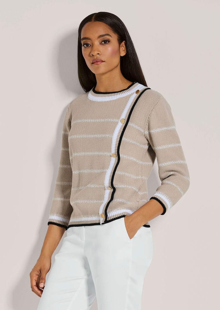 Rundhals-Pullover mit Streifen