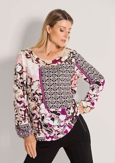 Bluse mit Blumenprint und Bordüre thumbnail 1