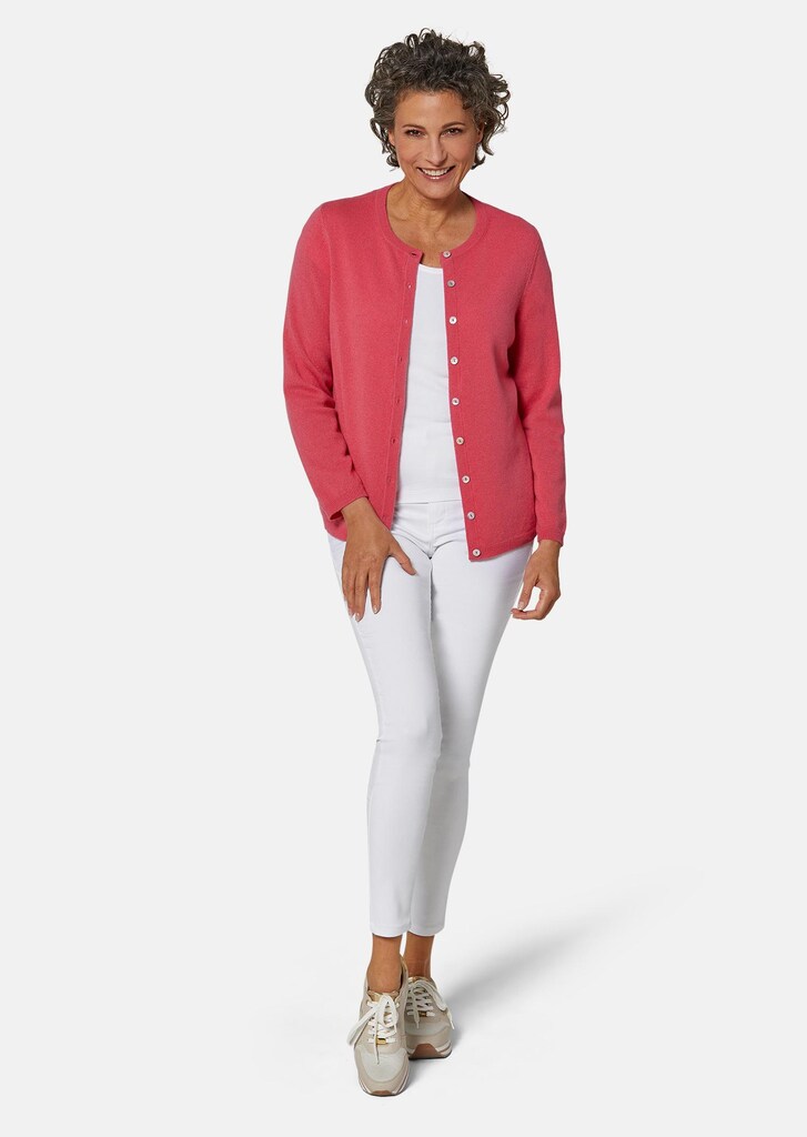 Kaschmirstrickjacke mit Rundhalsausschnitt