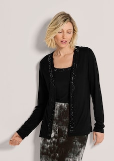 Verschlusslose Shirtjacke mit funkelnden Steinchen thumbnail 1
