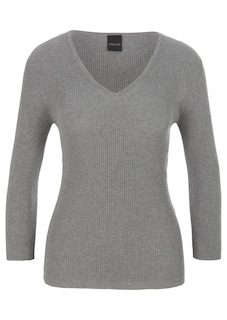 Schlanker Rippenpullover mit 3/4-Ärmeln thumbnail 6