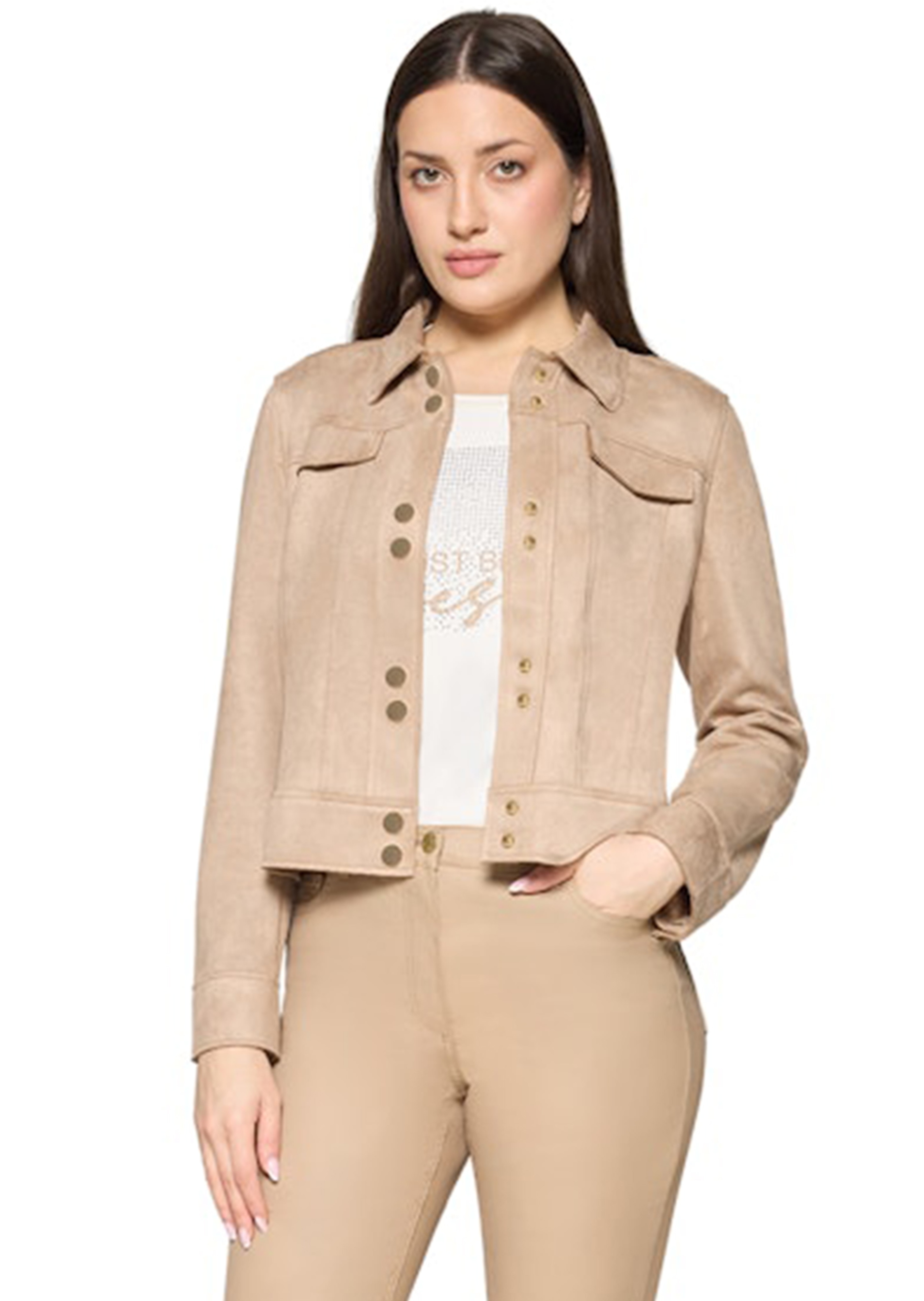 Kurzjacke in Veloursleder-Optik