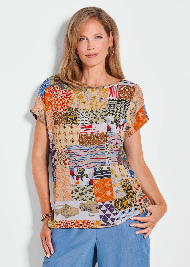 Blouse imprimée avec motif patchwork