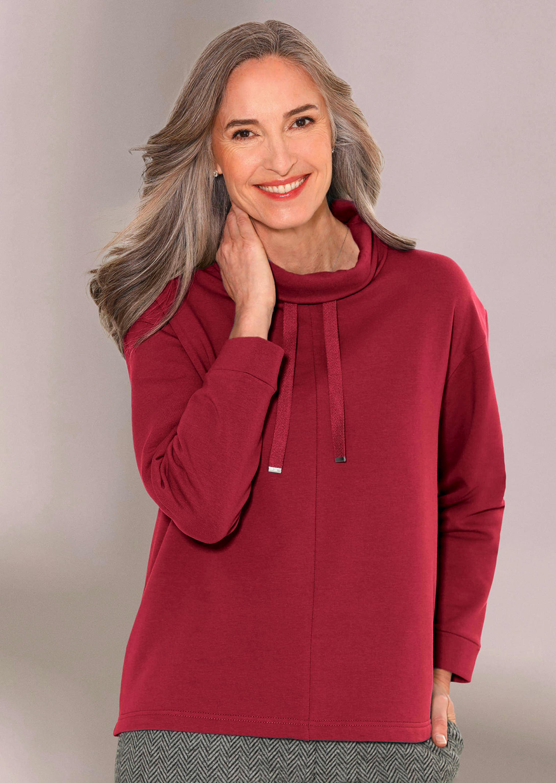 Sweatshirt mit halsfernen Kragen und Tunnelzug