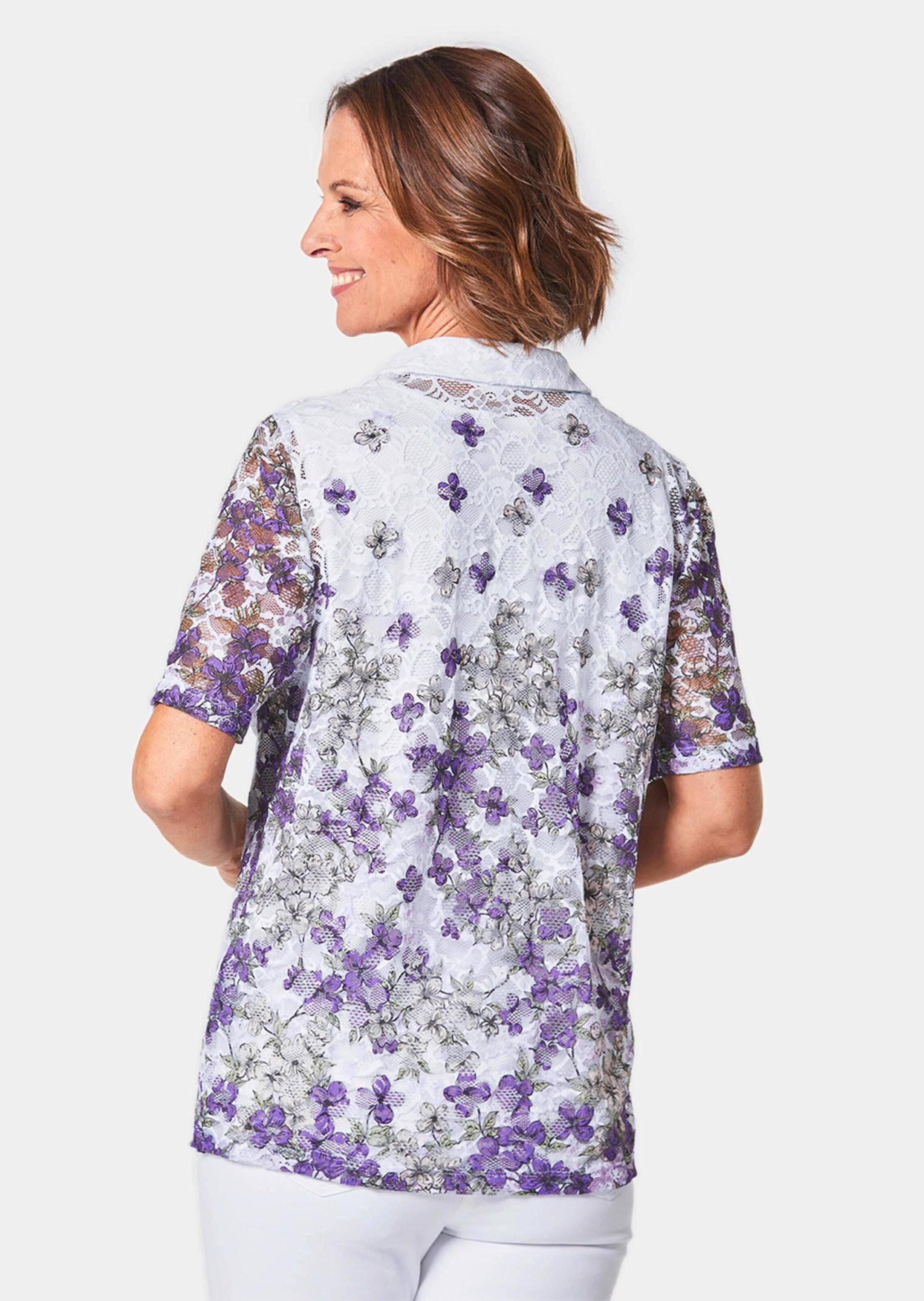 Ensemble chemisier en dentelle et bustier - mauve / à motifs - Gr. 44 de Goldner Fashion