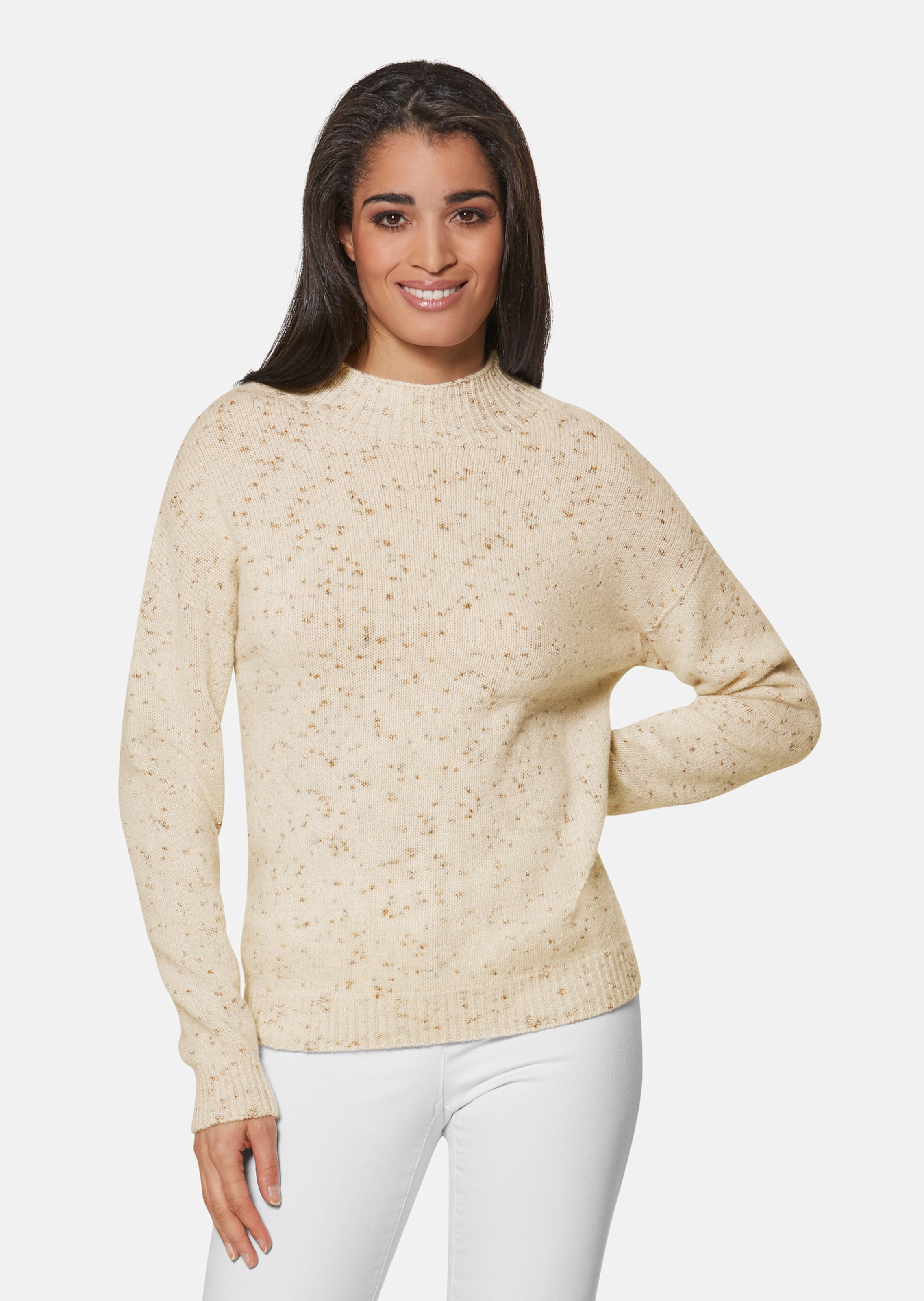 Stehkragenpullover mit Glanz-Effekt