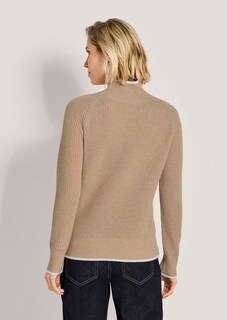 Wollpullover mit Kontraststreifen und Perlfangmuster thumbnail 3
