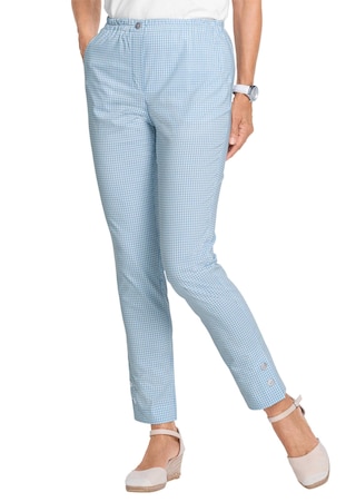 lichtblauw / wit Enkellange geruite broek in comfortabel model Louisa