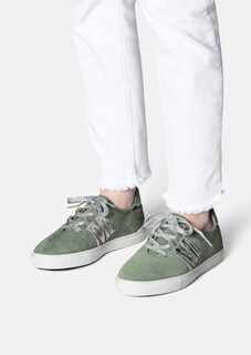 Sneaker aus Veloursleder mit glänzendem Logo-Patch thumbnail 1