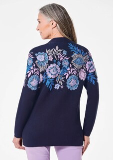 Cardigan avec motif jacquard floral thumbnail 3