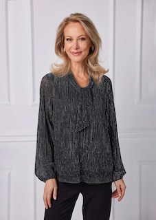 Schluppenbluse aus schimmernder Plisseeware thumbnail 7