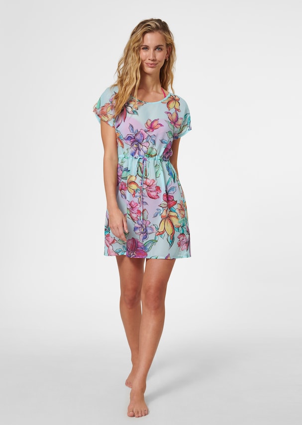 Semi-transparent tunic with floral print 1