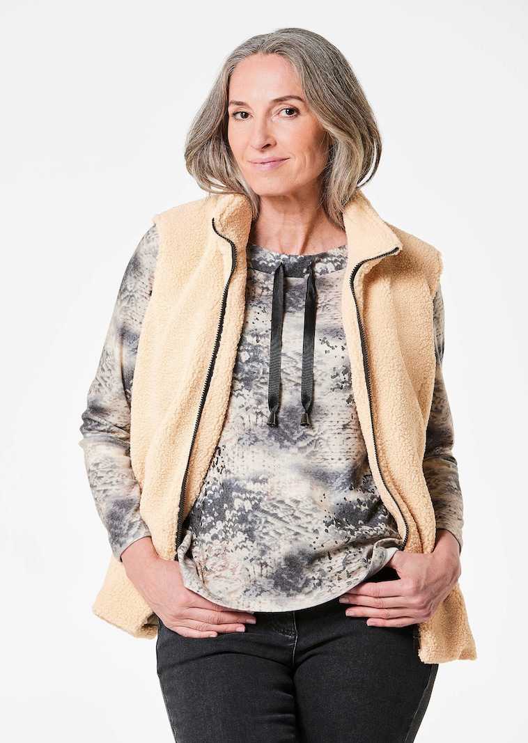 Teddy-Weste mit Stehkragen