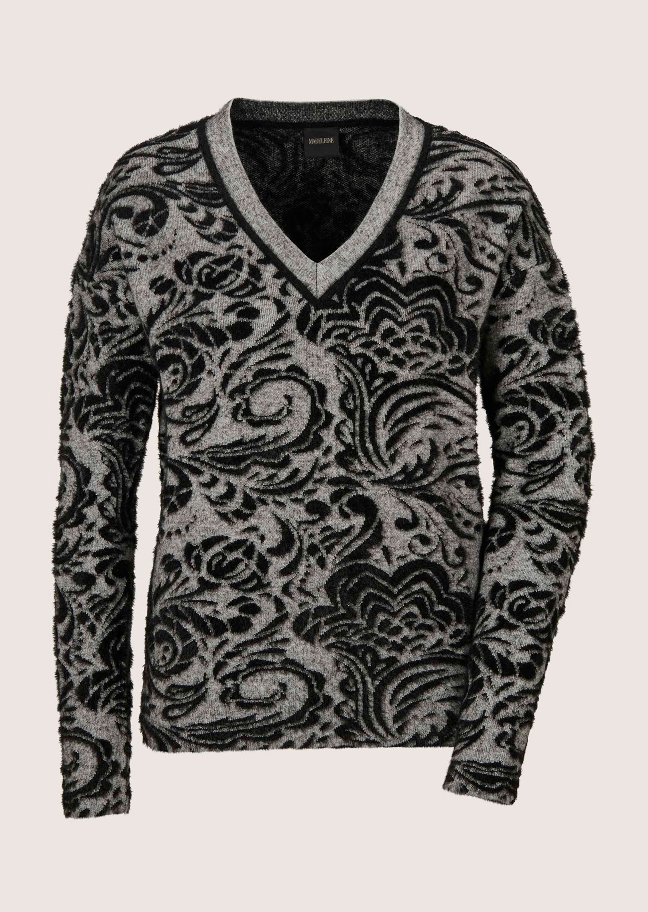 Jacquard-Pullover mit V-Ausschnitt