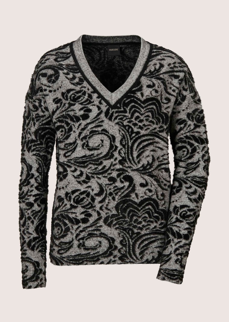 Jacquard-Pullover mit V-Ausschnitt