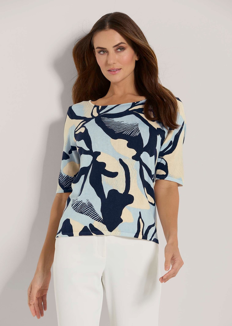 Rundhals-Pullover mit Unikat-Print